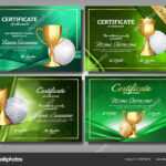 Golf Game Certificate Diploma With Golden Cup Set Vector Pertaining To Golf Certificate Template Free