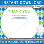 Golf Party Thank You Cards Template – Blue/green With Soccer Thank You Card Template