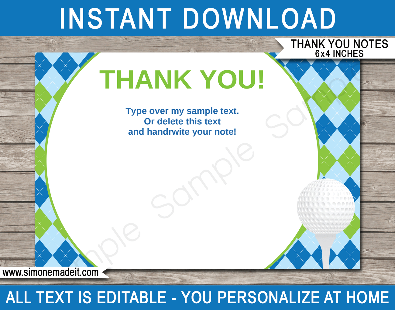 Golf Party Thank You Cards Template – Blue/green With Soccer Thank You Card Template