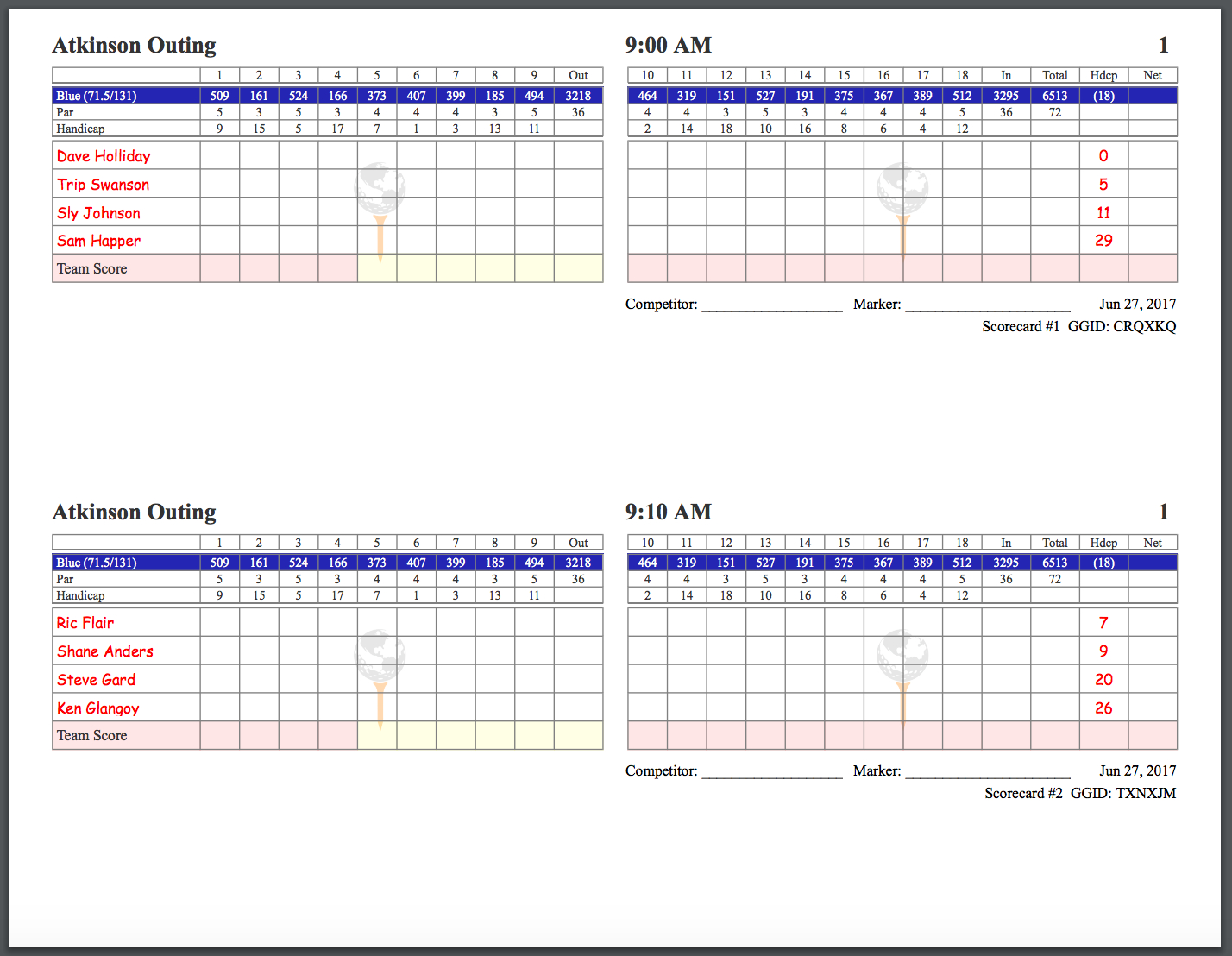 Golfgenius – Printing Scorecards (Format Tab) In Golf Score Cards Template