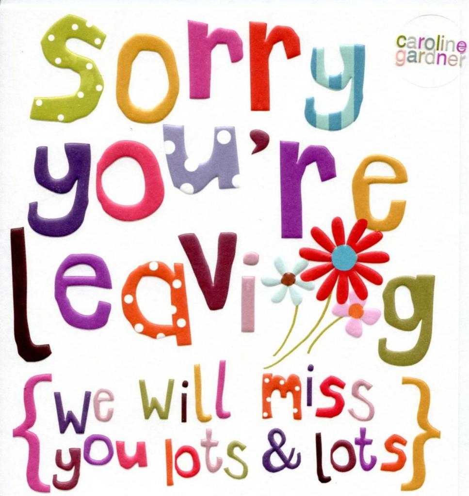 Good Luck We Will Miss You Clipart Regarding Sorry You Re Leaving Card Template