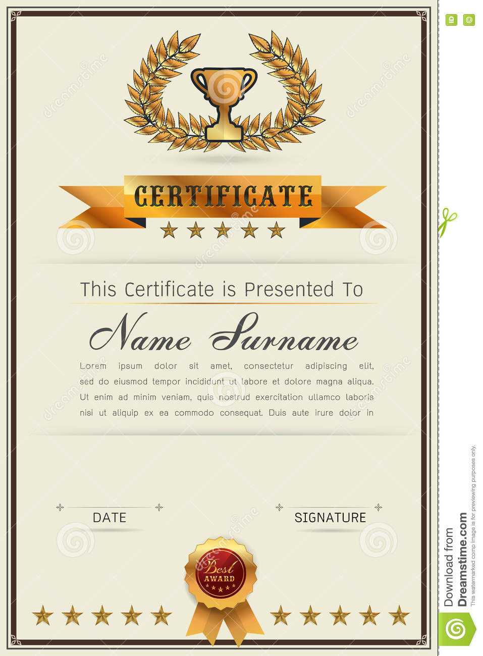Graceful Certificate Template Stock Vector – Illustration Of Intended For Qualification Certificate Template