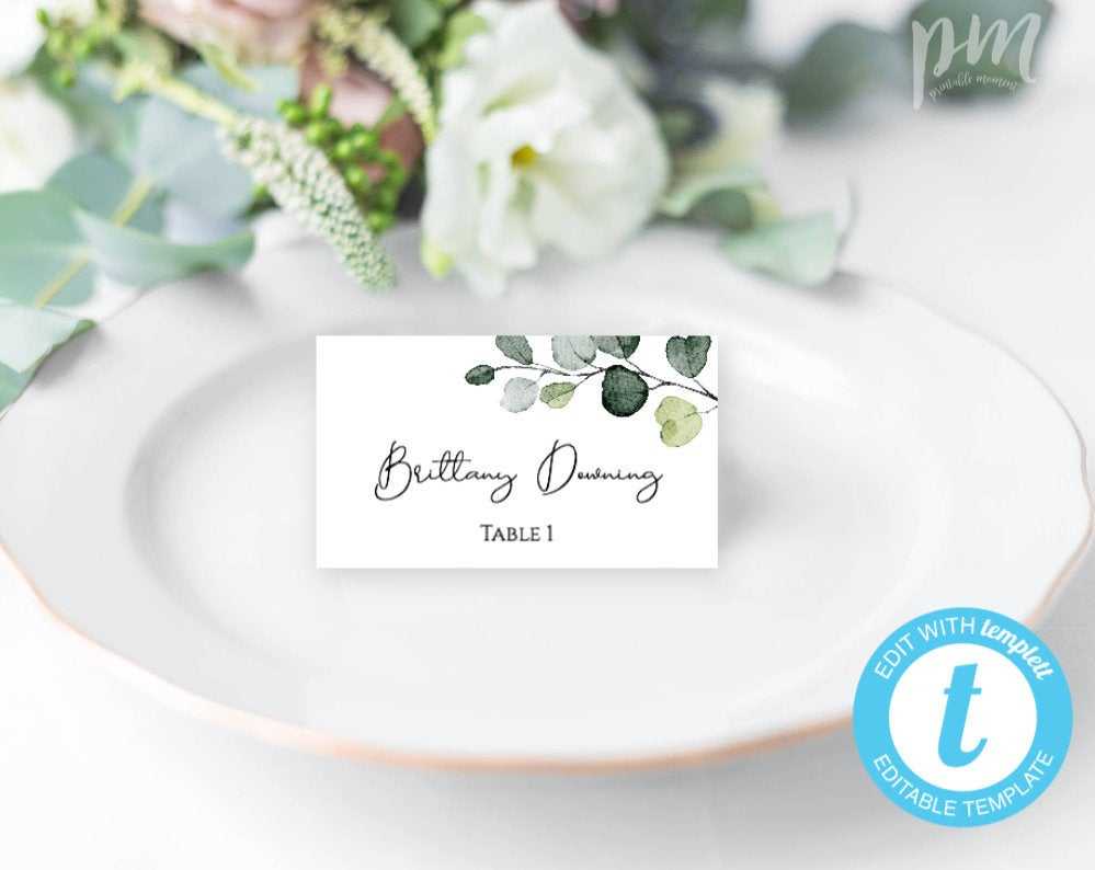Greenery Place Card Template, Wedding Place Cards, Escort Cards, Editable  Place Cards, Wedding Name Cards, Wedding Table Cards, Wbge With Fold Over Place Card Template