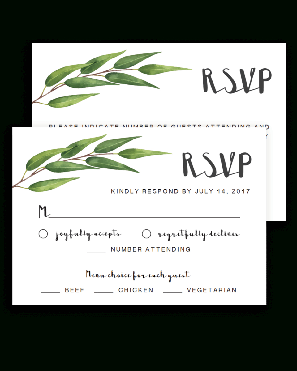 Greenery Wedding Rsvp Cards Template – Re1 Within Template For Rsvp Cards For Wedding