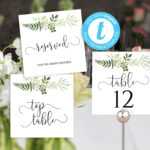 Greenery Wedding Table Numbers, Printable 5X5 Tentfold Templates, Reserved  Table And Top Table Signs | Woodland Rustic Wedding Ideas Throughout Reserved Cards For Tables Templates