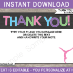 Gymnastics Party Thank You Cards Template Pertaining To Thank You Note Cards Template