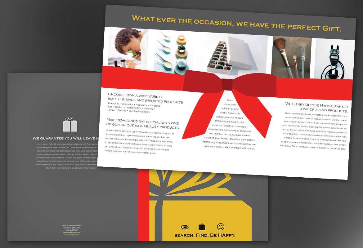 Half Fold Brochure Template For Gift Shop Retail Store Pertaining To Half Page Brochure Template