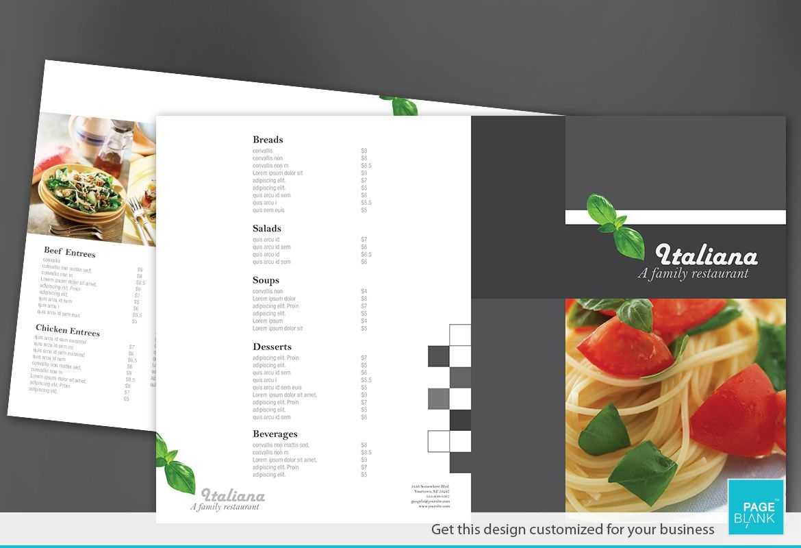 Half Fold Brochure Template For Italian Restaurant. Order Inside Half Page Brochure Template