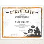 Halloween Blank Certificate Template, Editable, Printable Certificate  Template, Halloween Award, Instant Download Inside Halloween Costume Certificate Template