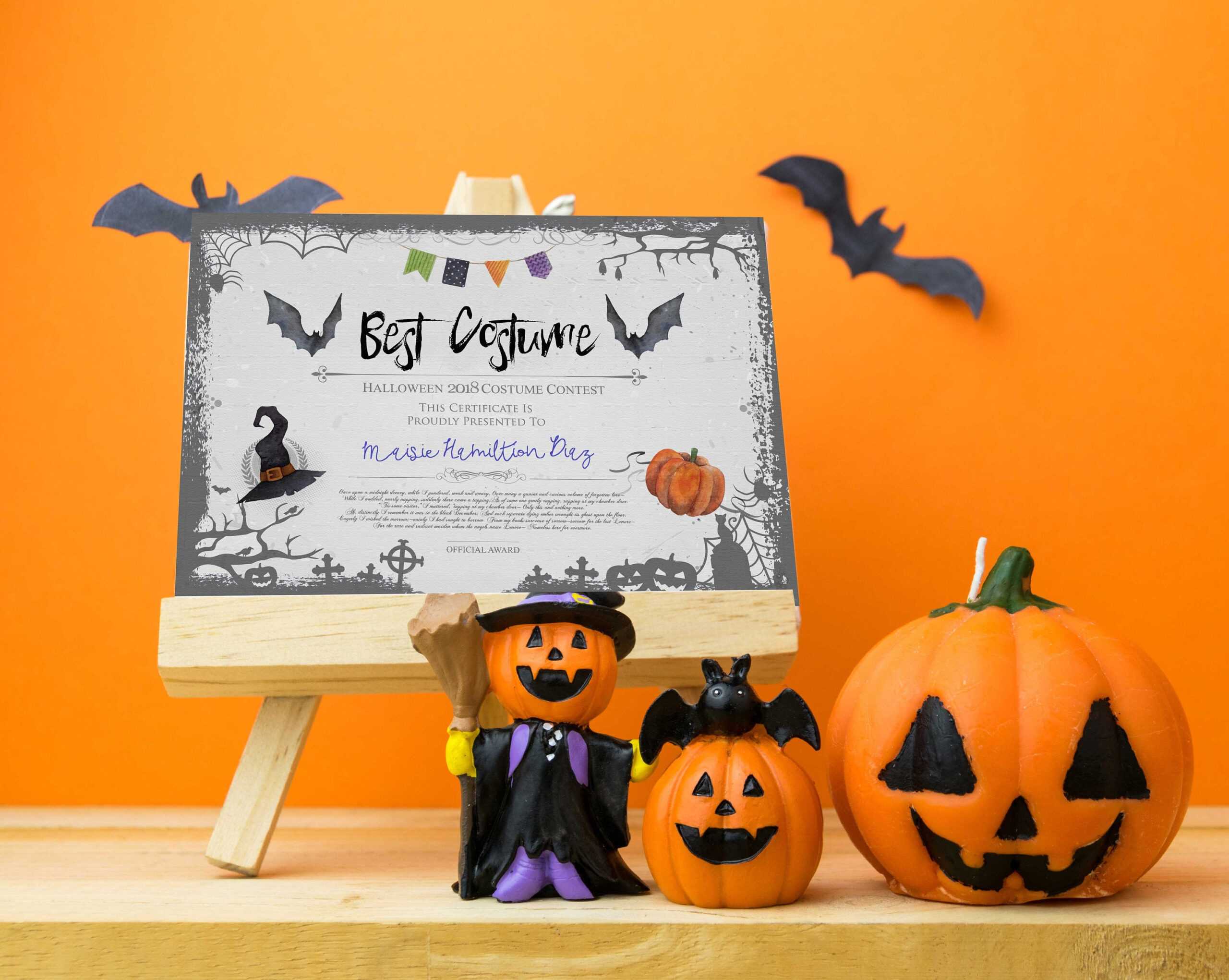 Halloween Party, Best Costume Contest, Printable Certificate, Cosplay,  Fancy Dress Competition, Instant Download, Award Template, Vote Card Regarding Halloween Costume Certificate Template