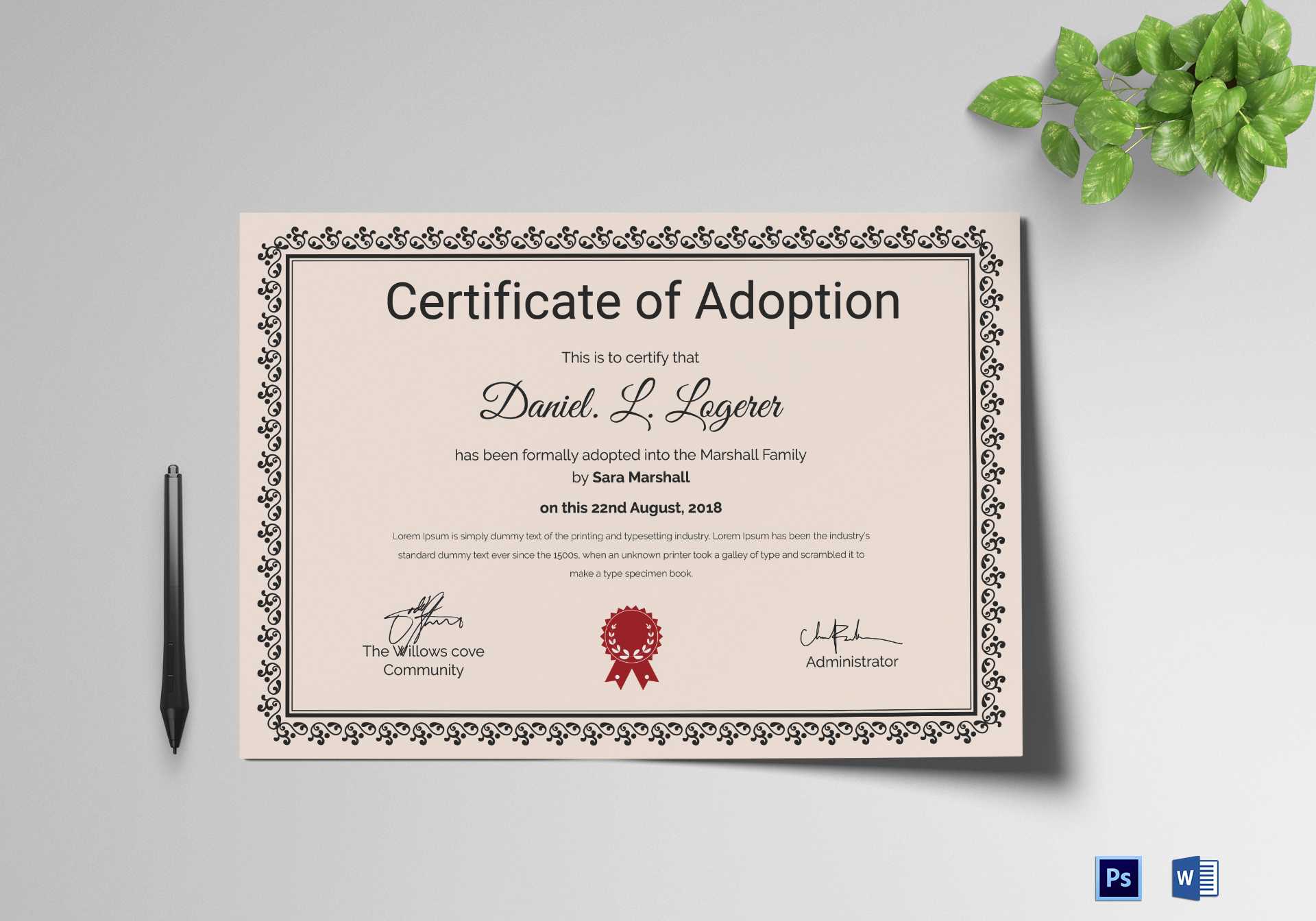 Happy Adoption Certificate Template With Adoption Certificate Template