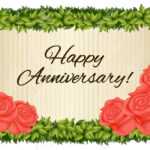 Happy Anniversary Card Template With Red Roses Illustration With Regard To Template For Anniversary Card