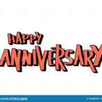 Happy Anniversary Text. Vector Word With Decor Stock Vector Throughout Anniversary Card Template Word