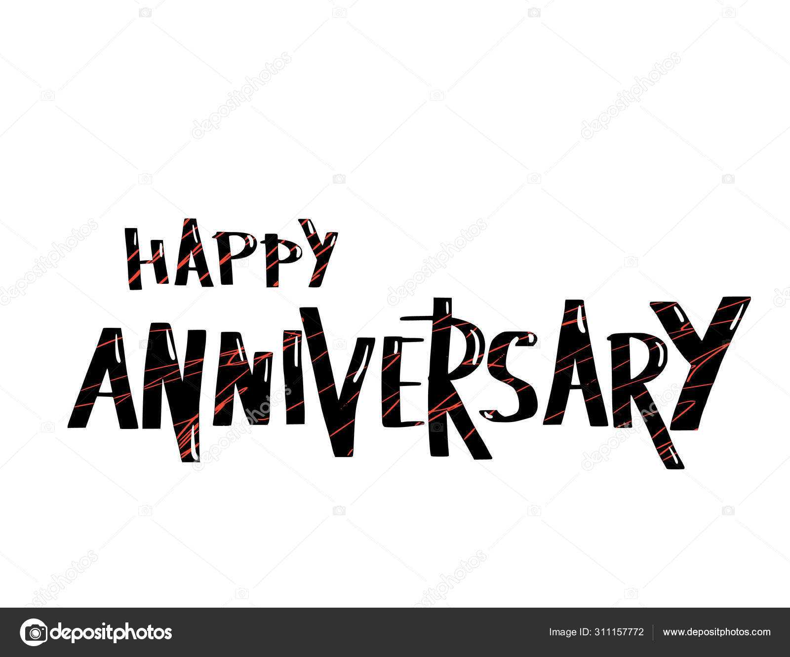 Happy Anniversary Text. Vector Word With Decor. — Stock With Word Anniversary Card Template