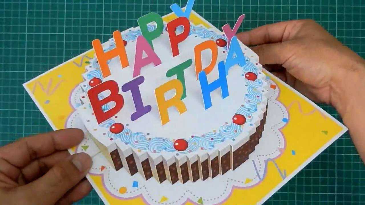 Happy Birthday Cake Pop Up Card Tutorial Regarding Happy Birthday Pop Up Card Free Template