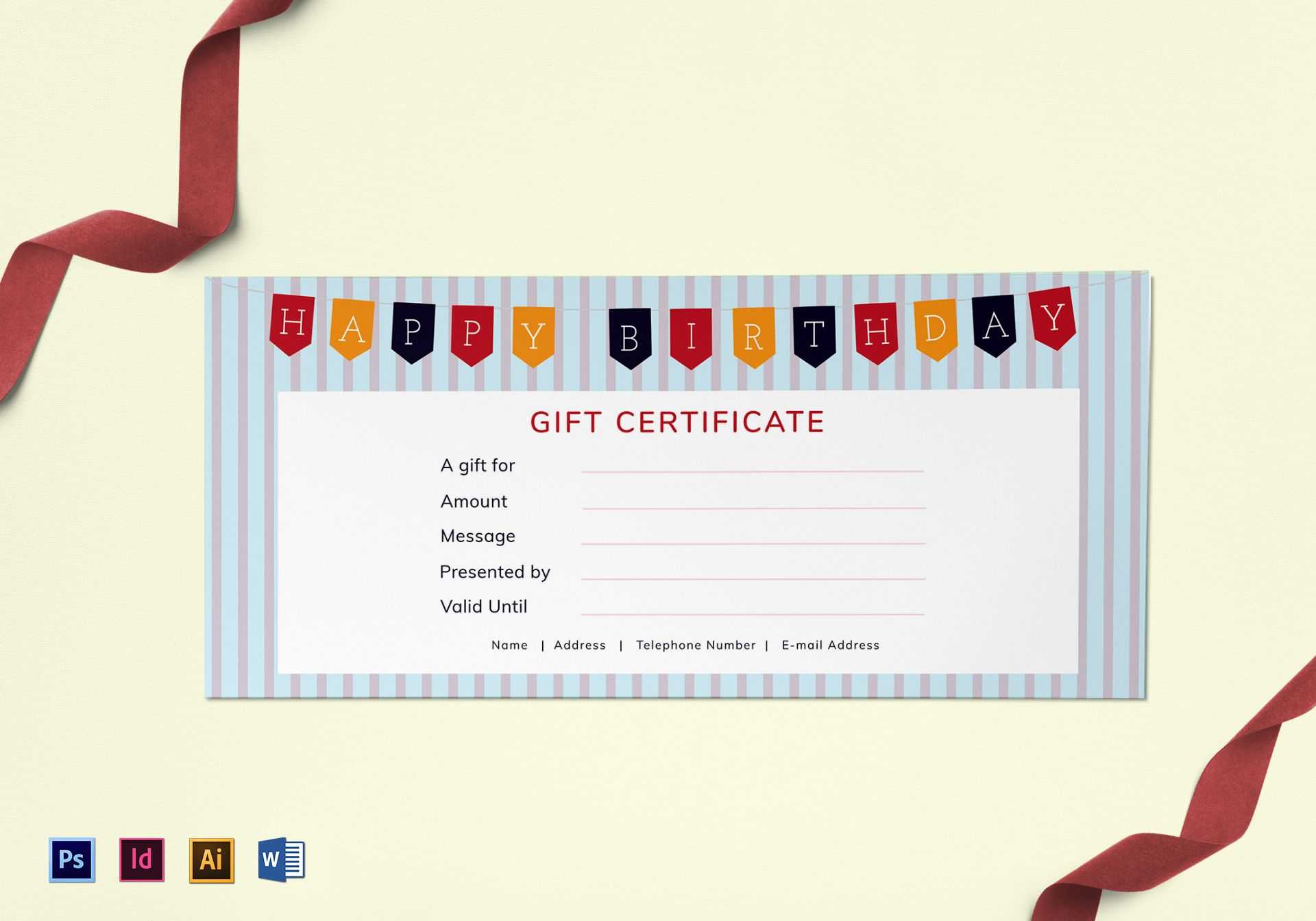Happy Birthday Gift Certificate Template With Present Certificate Templates