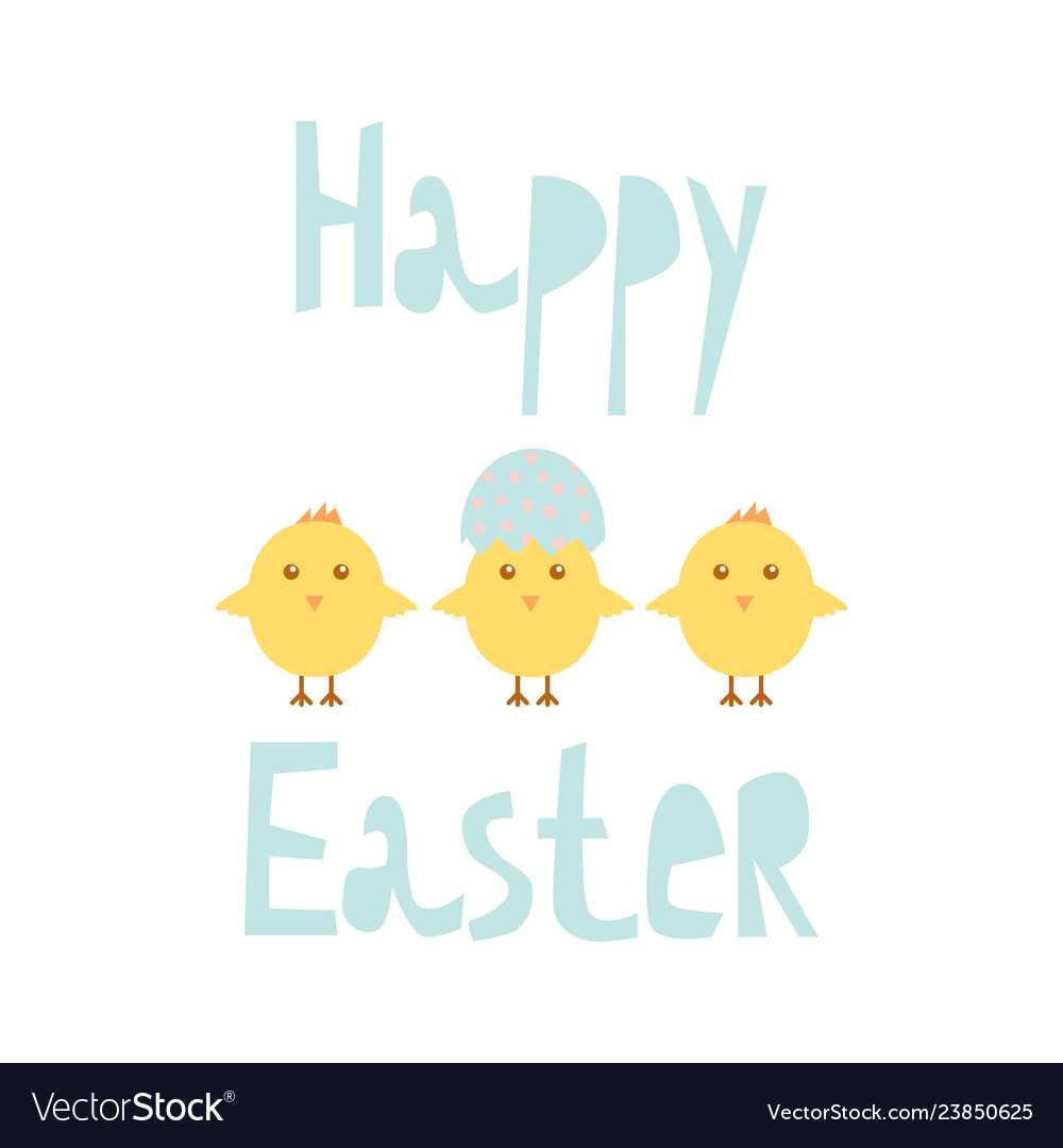 Happy Easter Greeting Card Template With Chicks Pertaining To Easter Chick Card Template
