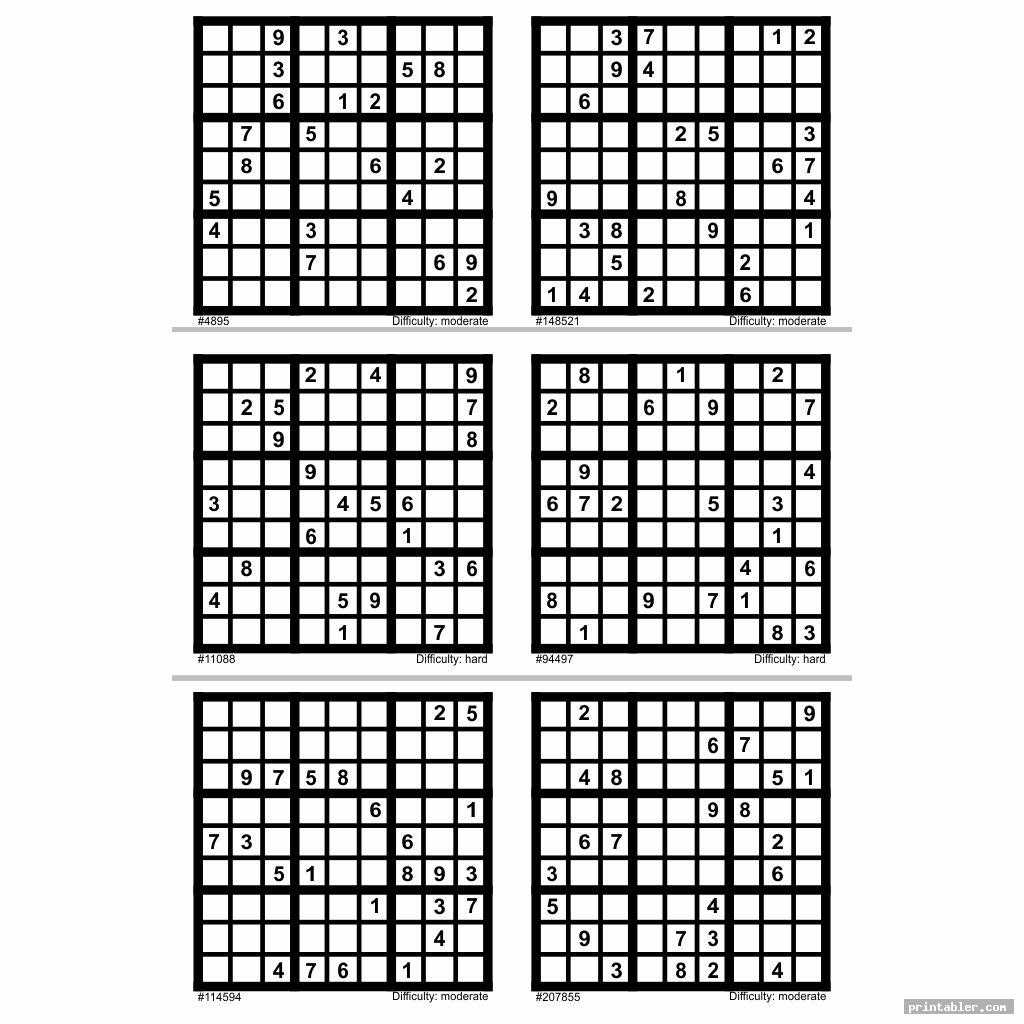 Hard Sudoku Printable 6 Per Page – Printabler Inside Free Place Card Templates 6 Per Page