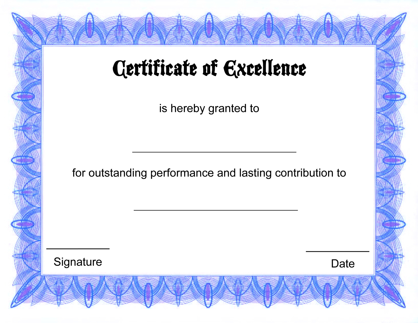 High Quality Free Award Certificate Template With Blue Inside Free Printable Blank Award Certificate Templates