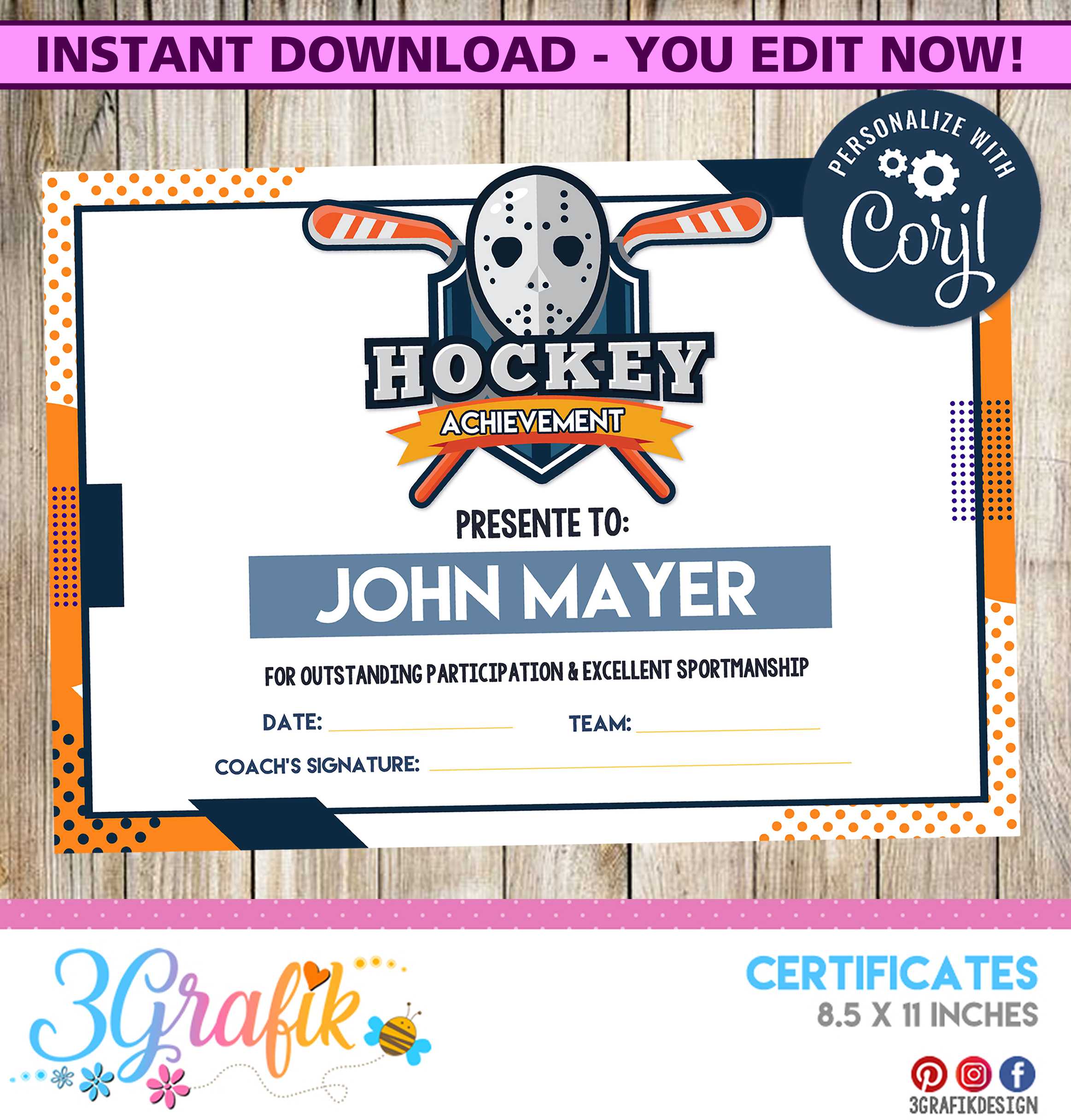 Hockey – Certificate – Printable With Regard To Gymnastics Certificate Template