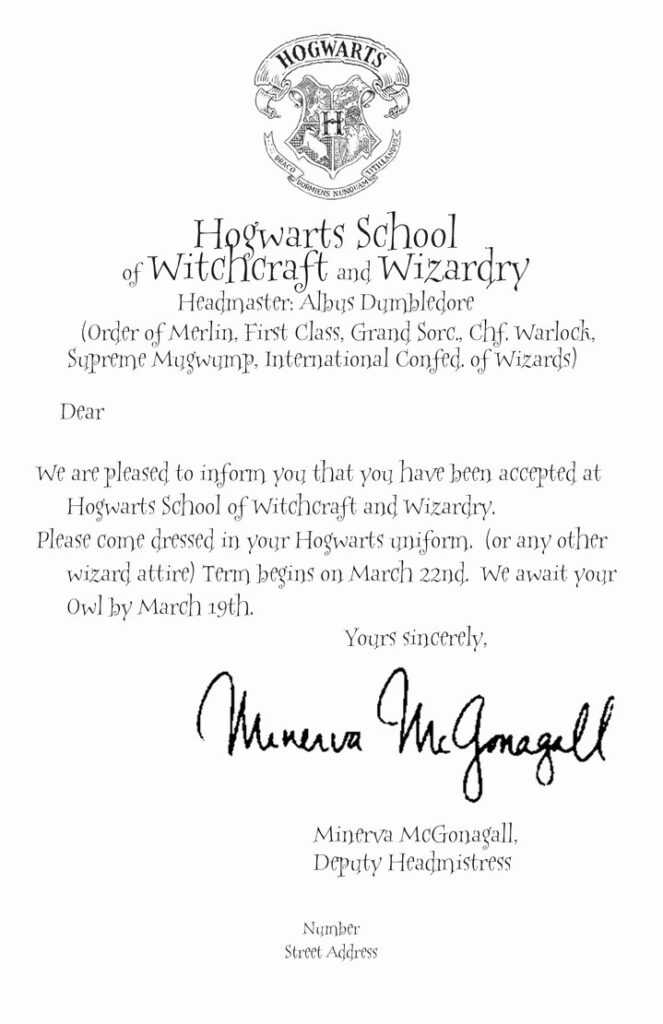 Hogwarts Acceptance Letter Template Microsoft Word Oflu Regarding