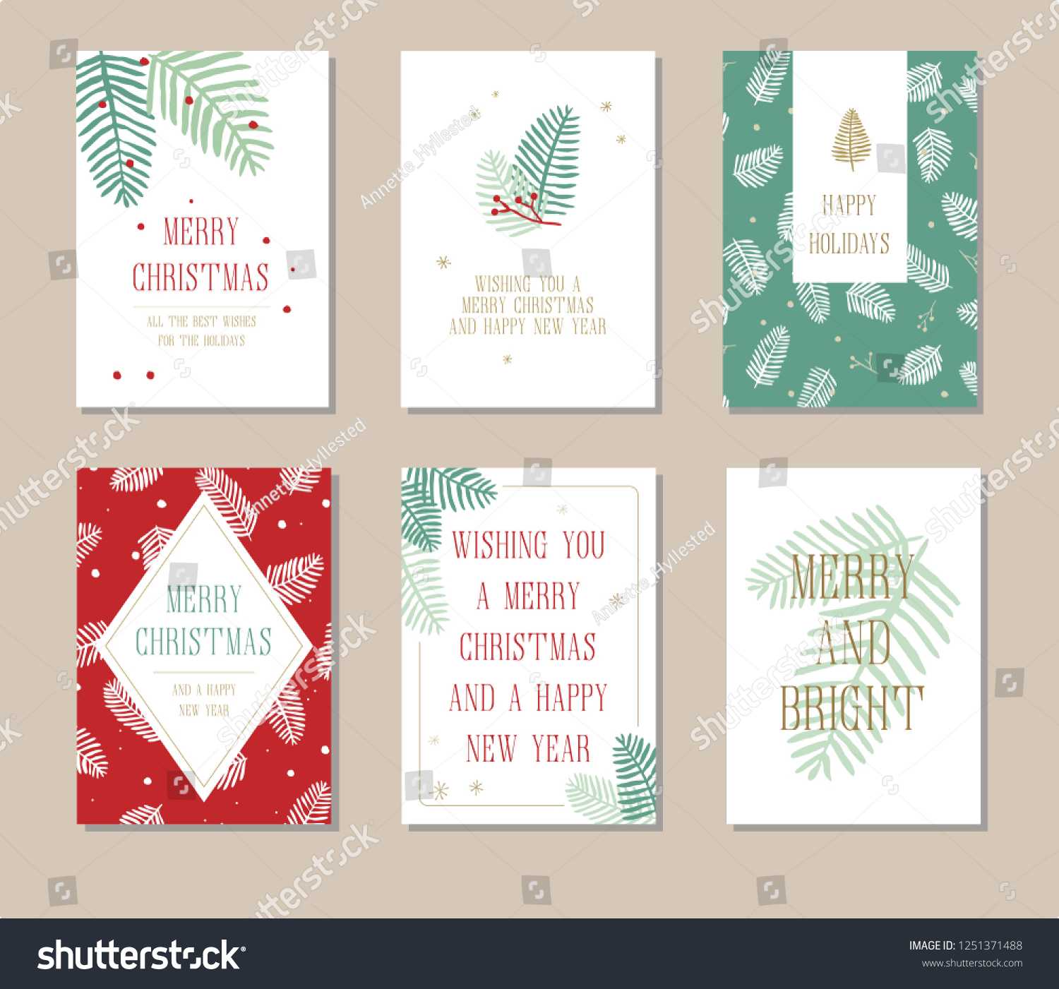 Holiday Greeting Card Set Christmas Designs Stock Vector Regarding Print Your Own Christmas Cards Templates