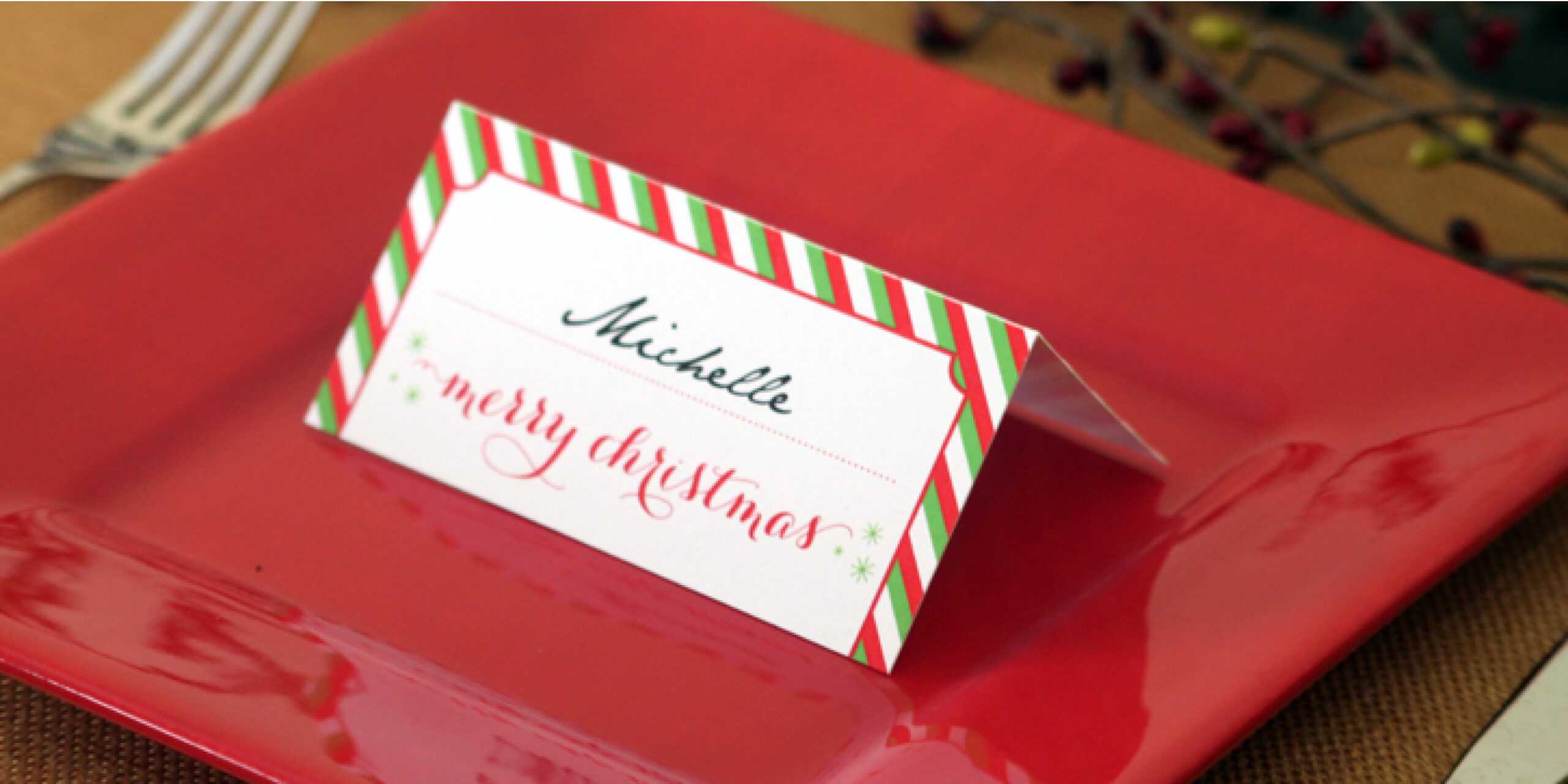 Holiday Place Card Diy Printable With Christmas Table Place Cards Template
