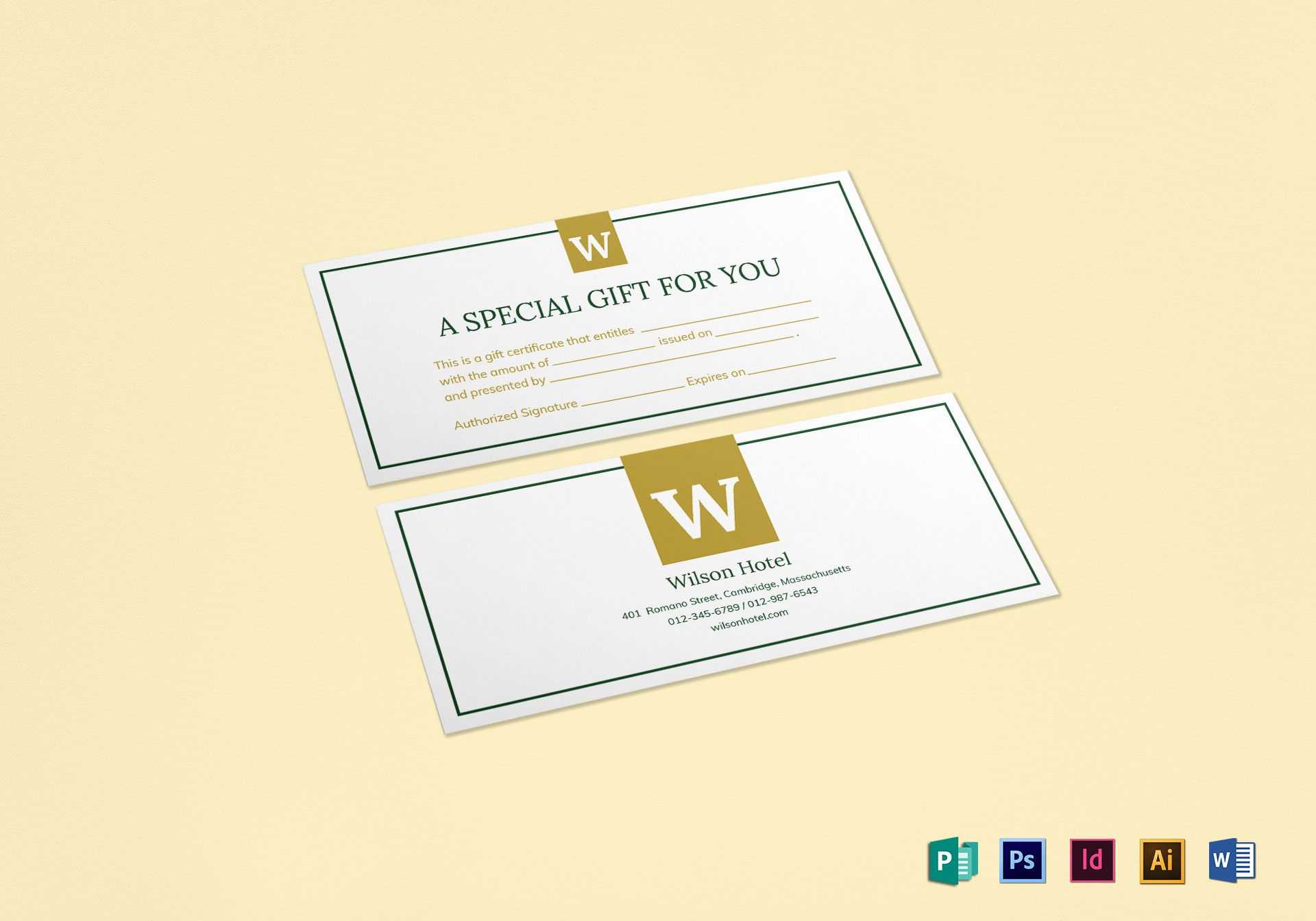 Hotel Gift Certificate Template For Gift Certificate Template Publisher