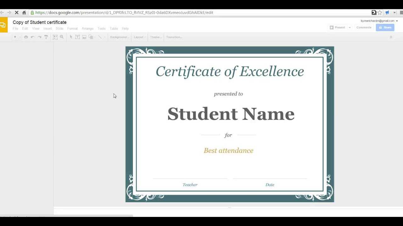 How To Create A Certificate In Google Slides Intended For Certificate Of Participation Template Ppt
