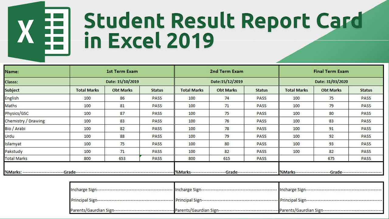 How To Create Student Result Report Card In Excel 2019 Regarding Result Card Template