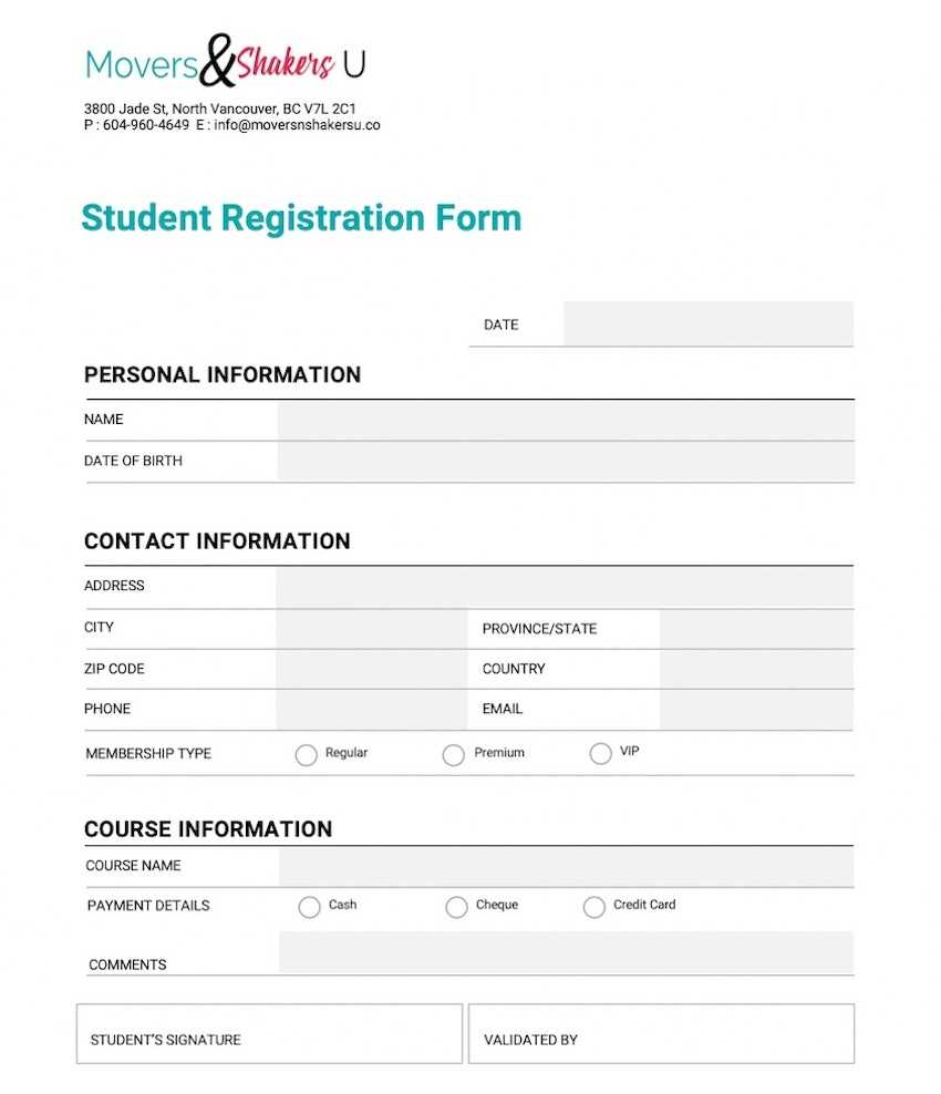 How To Customize A Registration Form Template Using Intended For Product Line Card Template Word