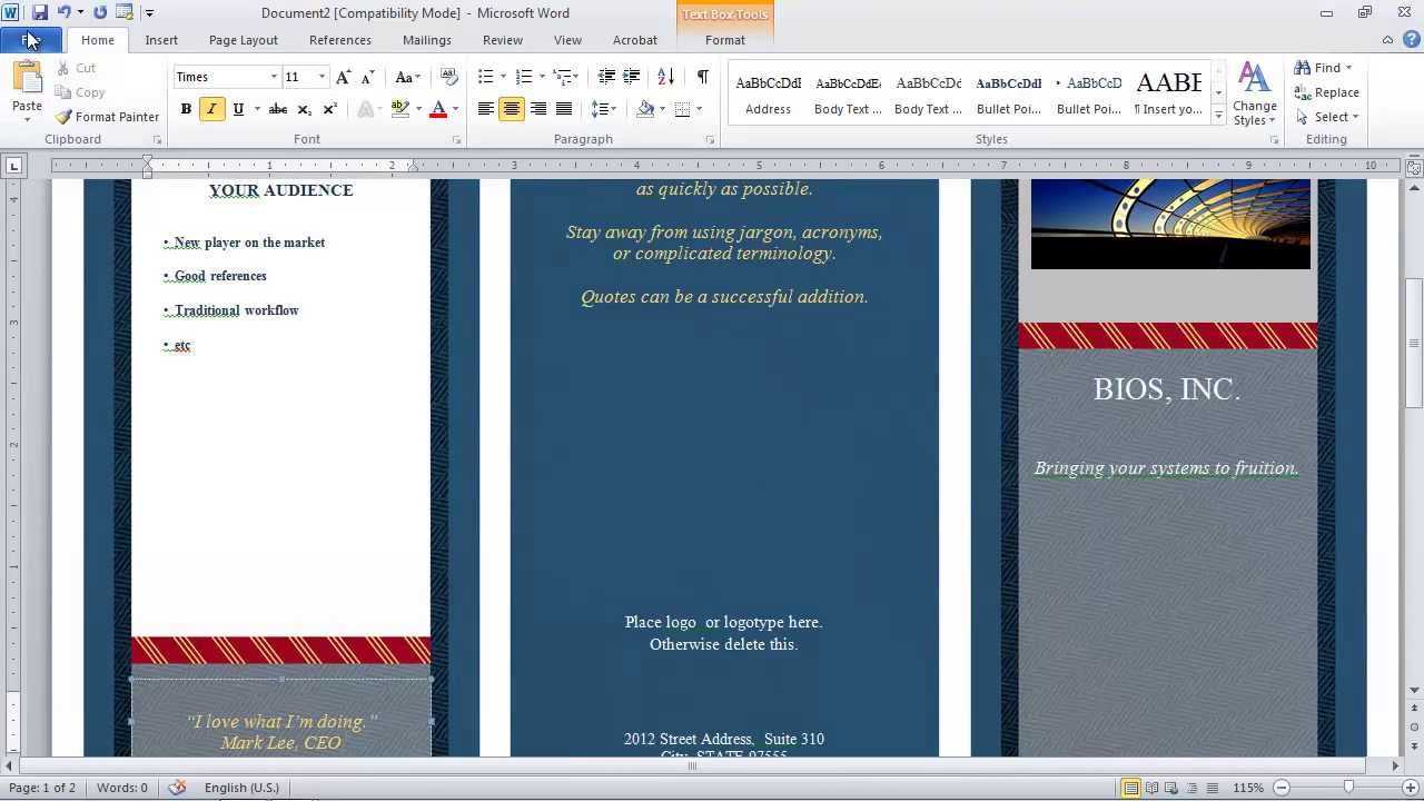 How To Make A Brochure In Microsoft Word For Brochure Template On Microsoft Word