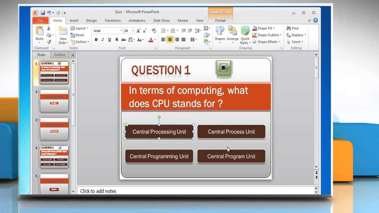How To Make A Quiz On Powerpoint 2010 With Powerpoint Quiz Template Free Download