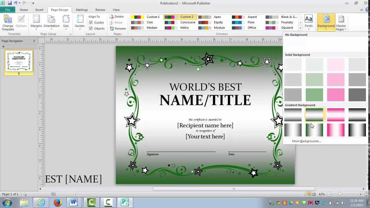 How To Make An Awards Certificate In Publisher In Award Certificate Templates Word 2007