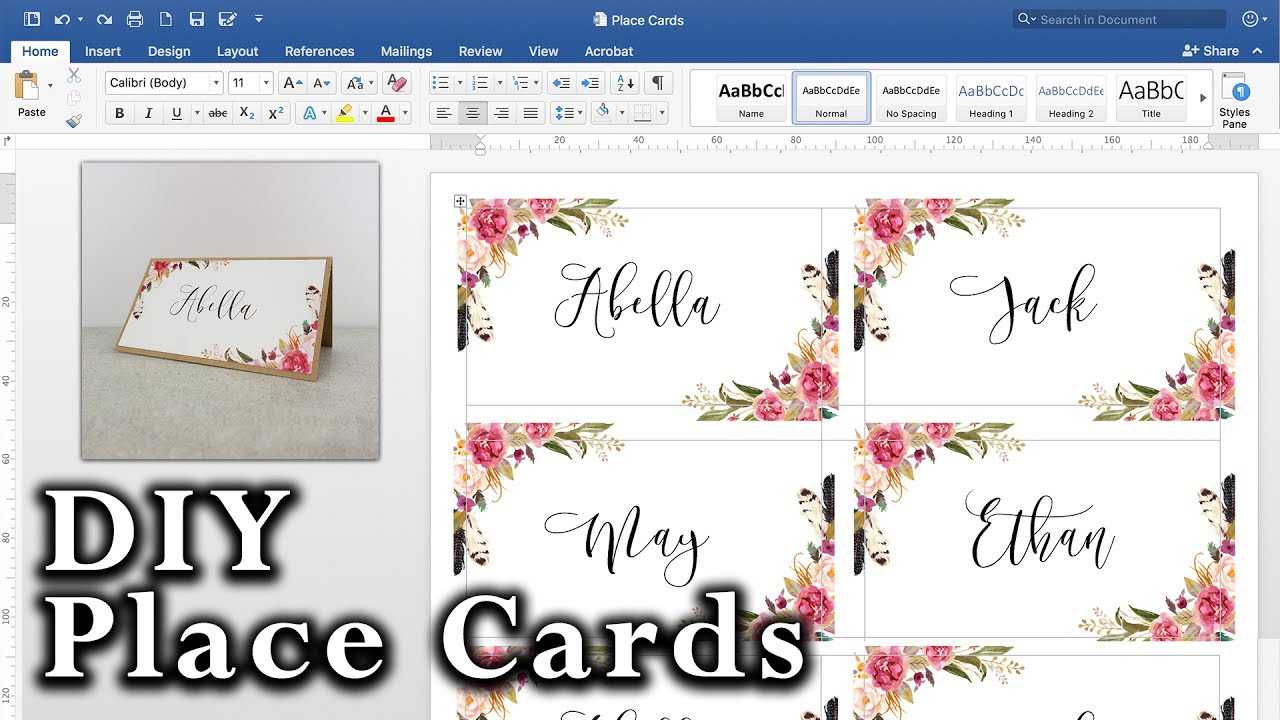 How To Make Diy Place Cards With Mail Merge In Ms Word And Adobe Illustrator For Table Name Cards Template Free