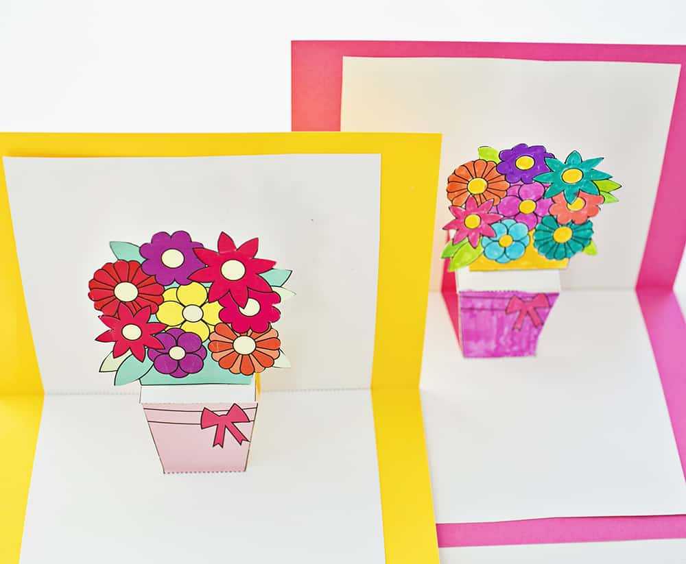 How To Make Pop Up Flower Cards With Free Printables For Pop Up Card Templates Free Printable