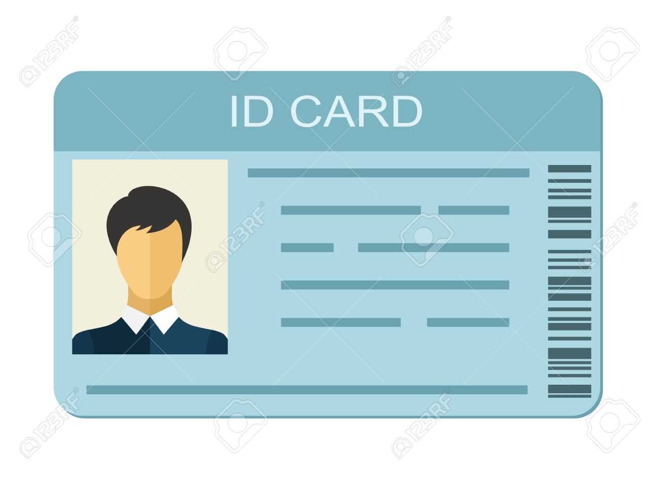 Id Card Isolated On White Background. Identification Card Icon Inside Personal Identification Card Template