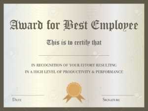 Illustration Of Certificate Award For Best Employee intended for Best Employee Award Certificate Templates