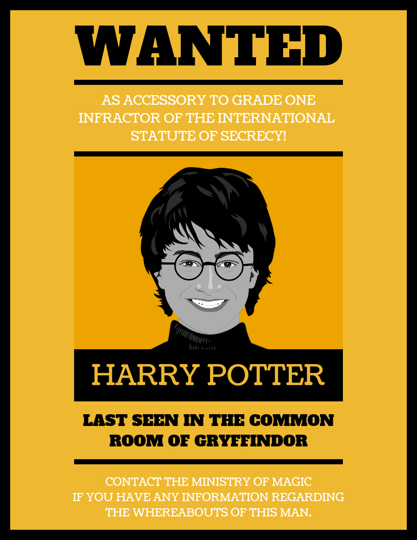 Illustrative Harry Potter Wanted Poster Template Within Harry Potter Certificate Template