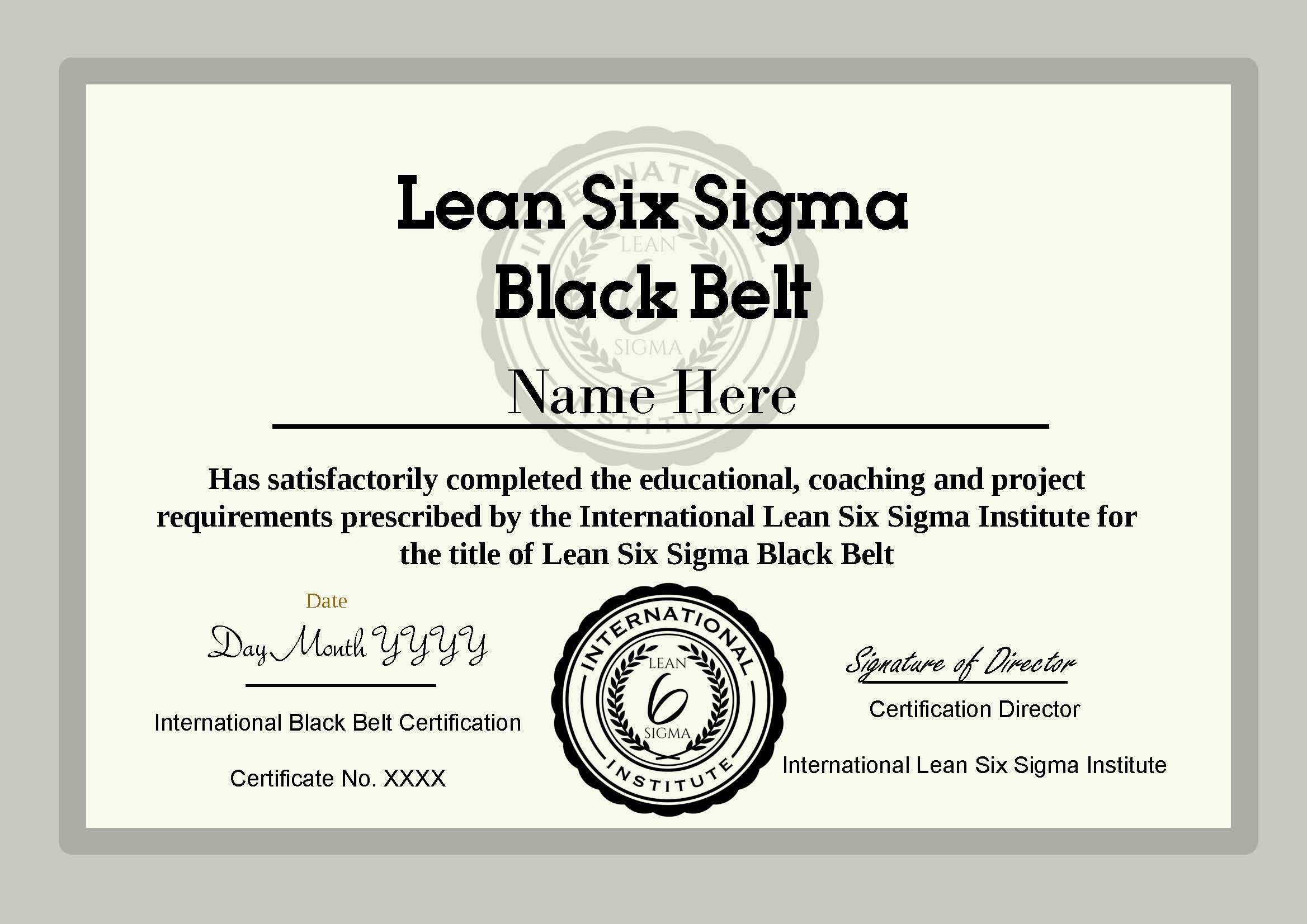 Ilssi Black Belt Cert Template 2019 Throughout Green Belt Certificate Template
