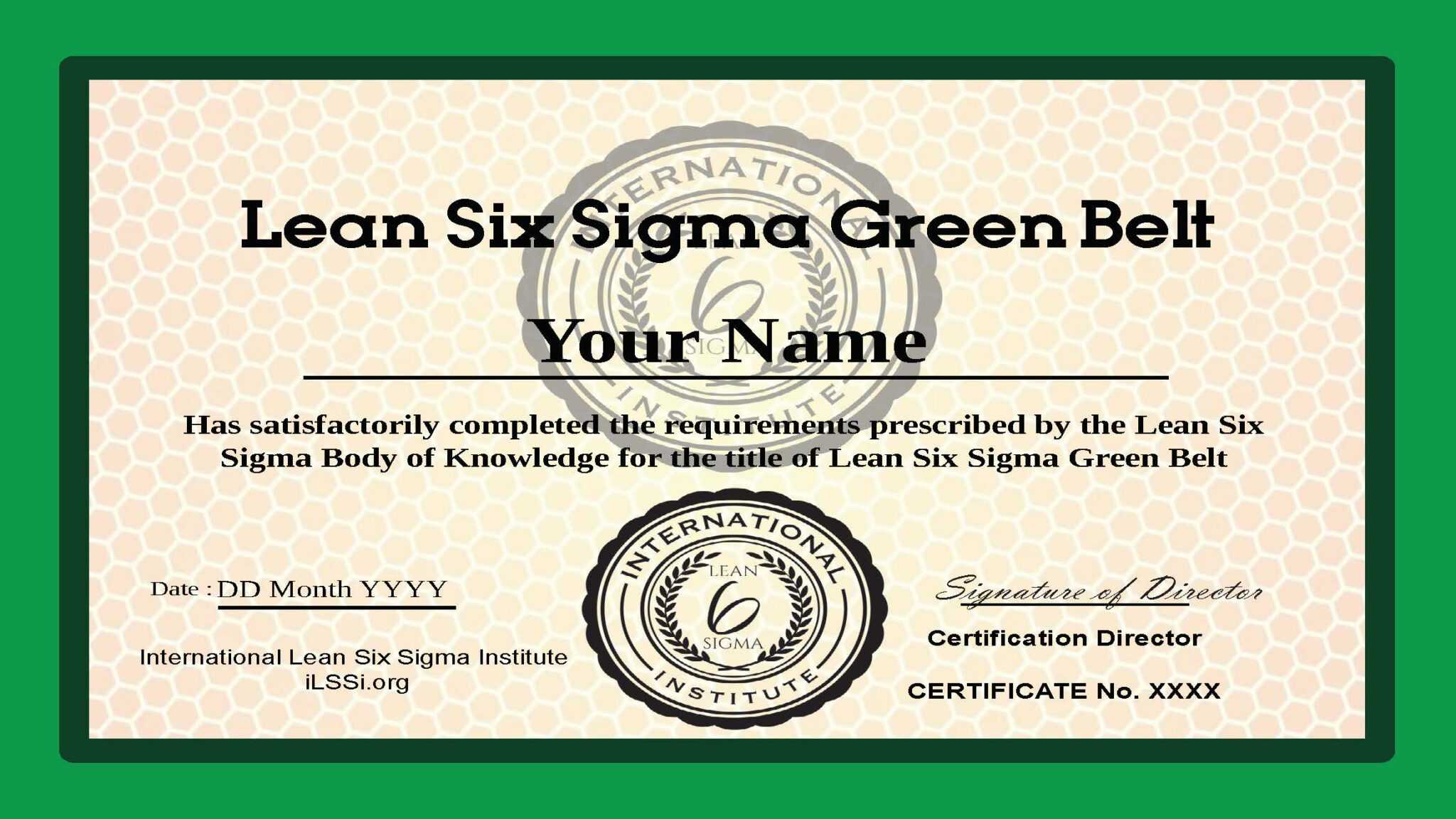 Ilssi Green Belt Oct 2019 Template For Green Belt Certificate Template ...