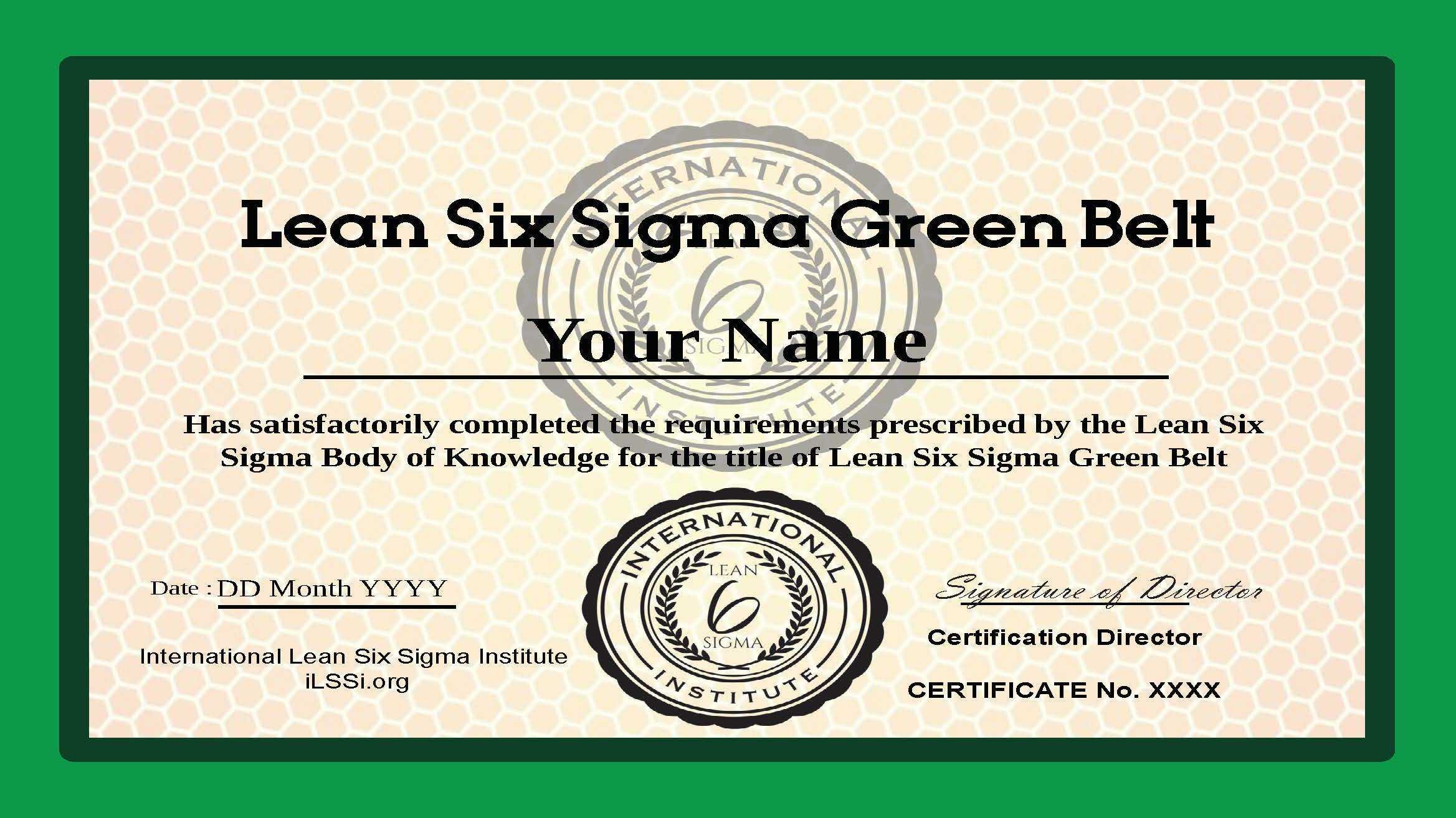 Ilssi Green Belt Oct 2019 Template For Green Belt Certificate Template