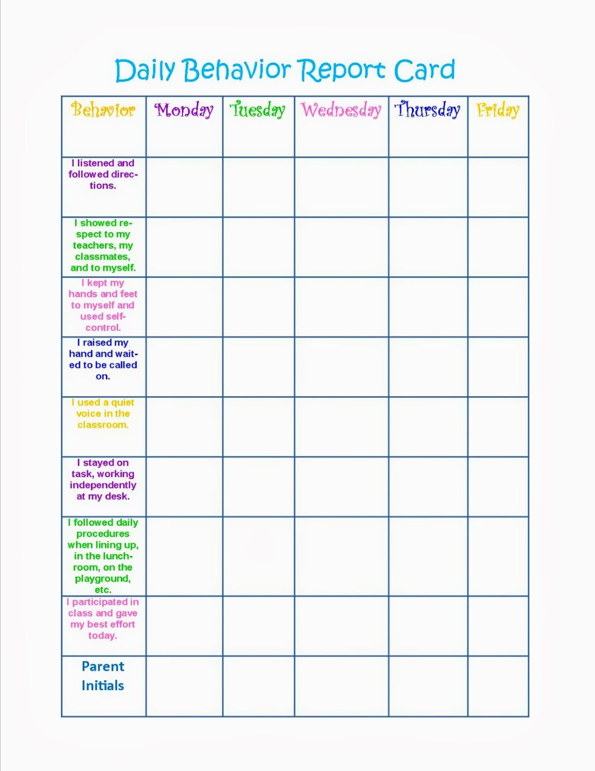 Impulse Control Worksheets Printable