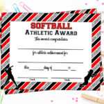 Instant Download – Softball Certificate Of Achievement – Softball Award –  Print At Home – Softball Certificate Of Completion – Sports Award Regarding Softball Award Certificate Template