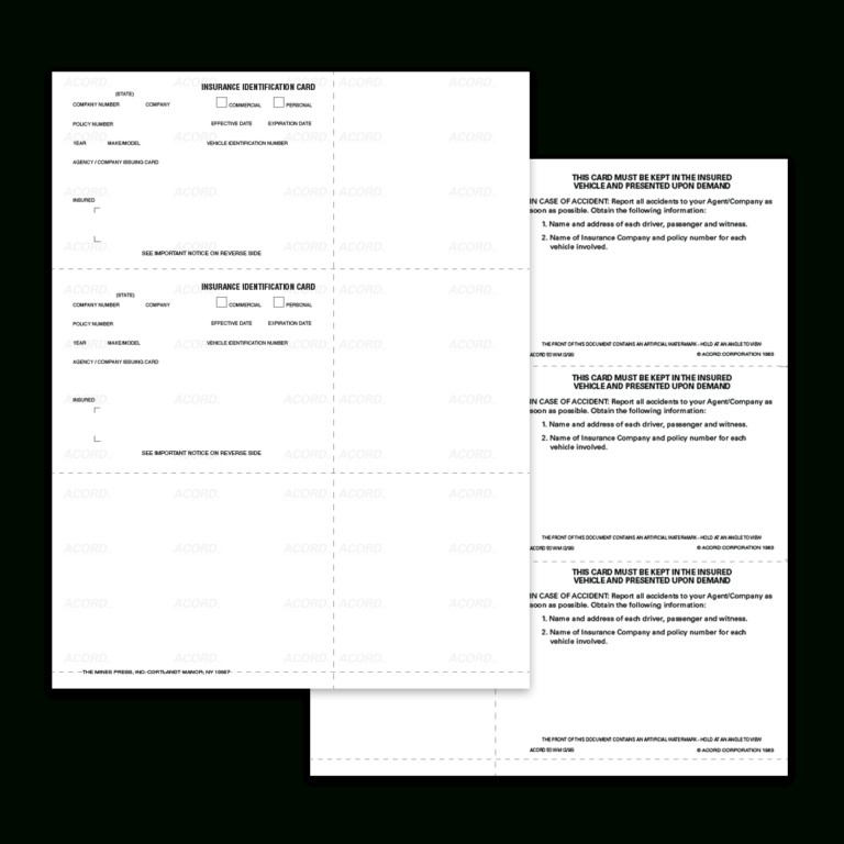 Fillable Blank Insurance Card Template Fill Online Within Proof Of