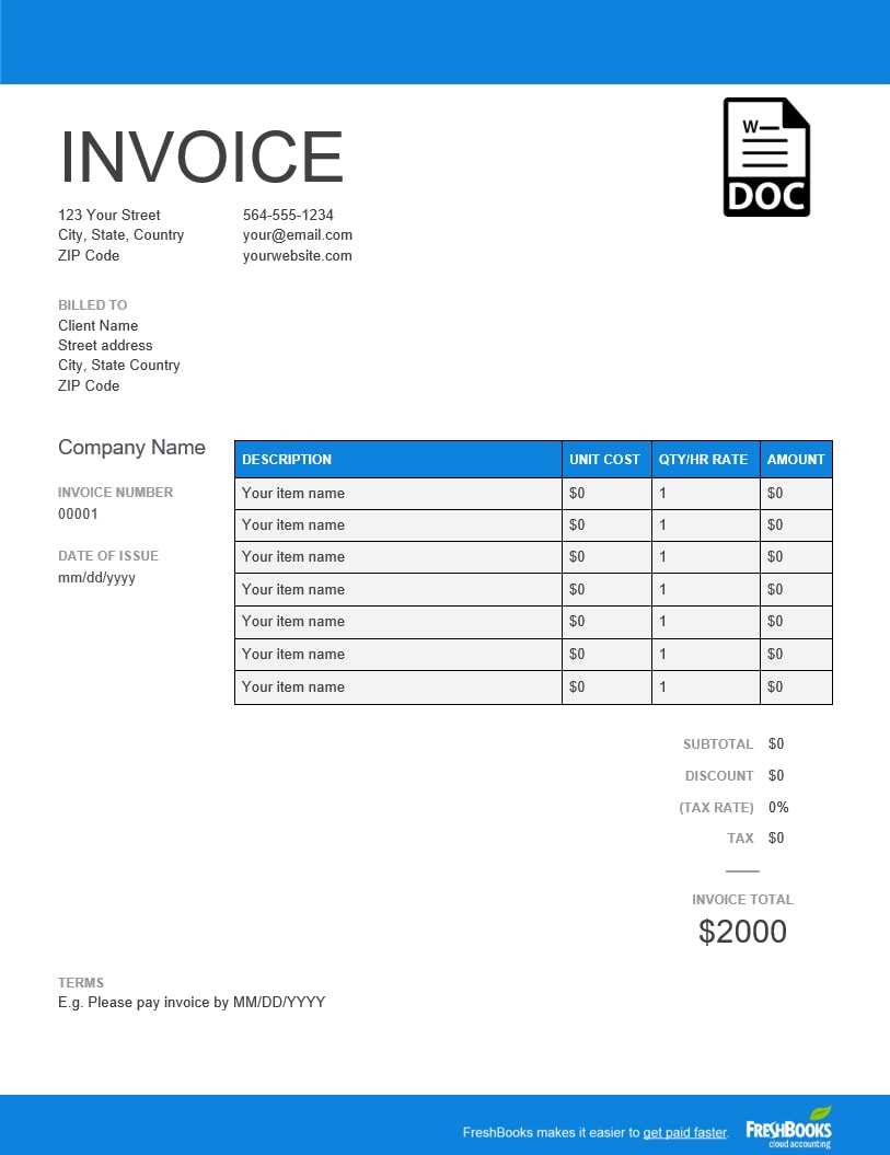 Invoice Template | Create And Send Free Invoices Instantly Inside Credit Card Bill Template