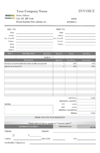 Invoice Template With Credit Card Payment Option with Credit Card Bill Template