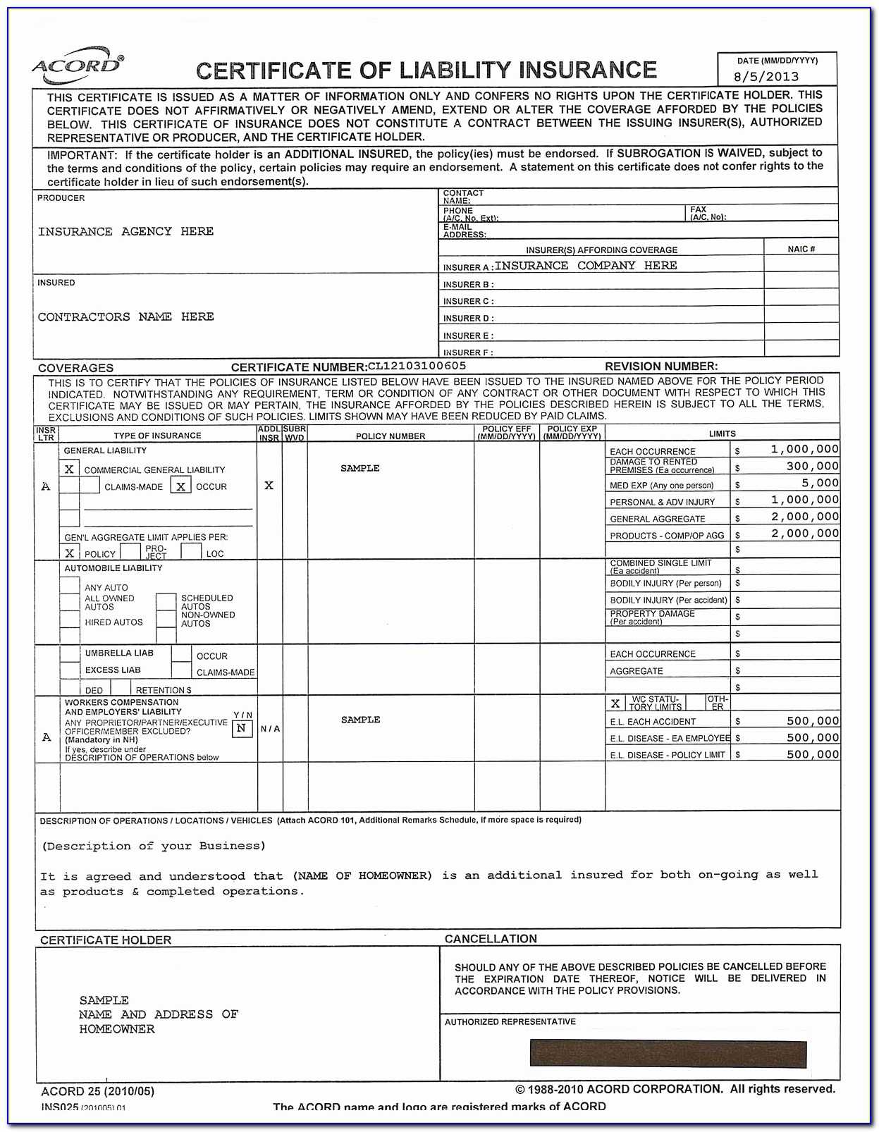 Job Bid Forms Free | Marseillevitrollesrugby Pertaining To Acord Insurance Certificate Template