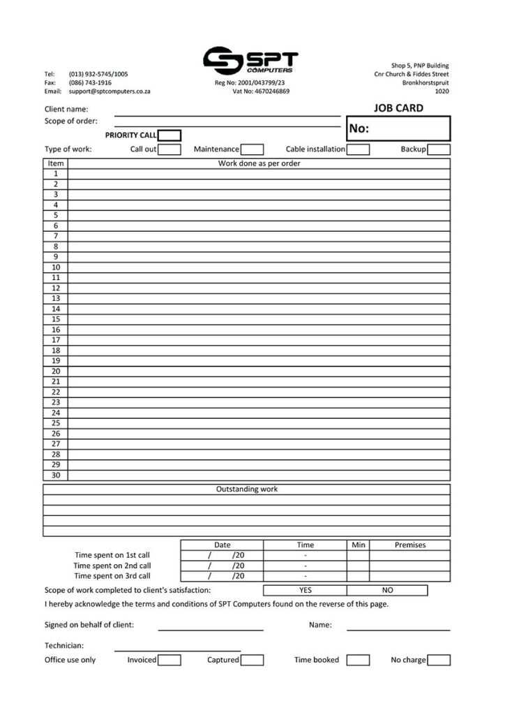 Job Card Design Print Template Mechanical Free Download throughout Mechanics Job Card Template