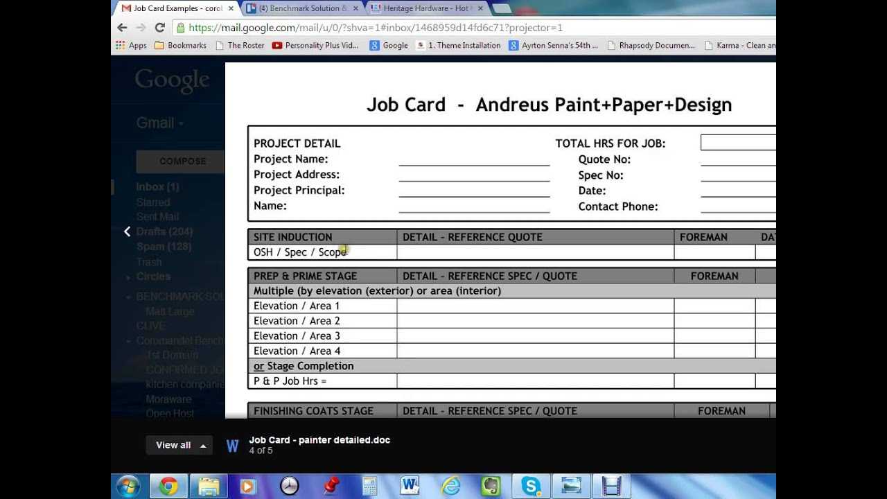 Job Card Template – Youtube Intended For Sample Job Cards Templates